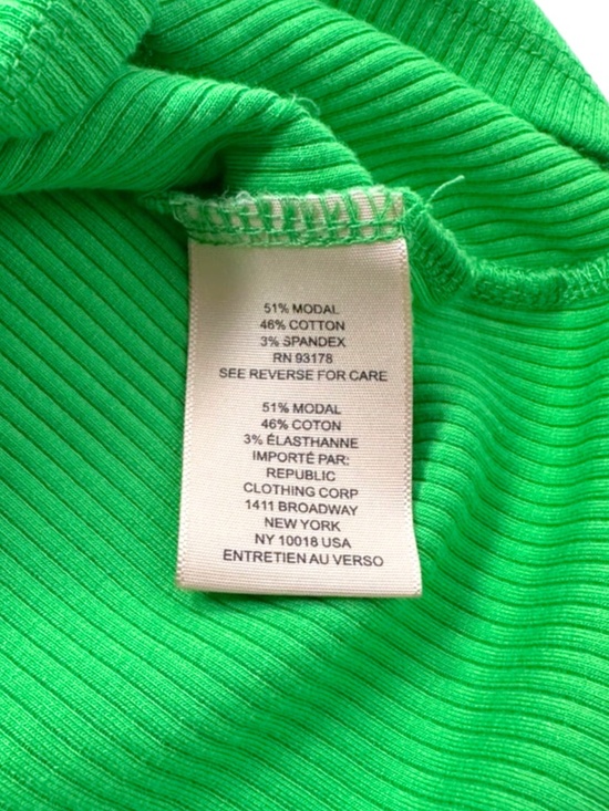 Philosophy Green Ribbed Ruffle Sleeve Tank Top Size Medium Soft Stretch - Picture 4 of 9